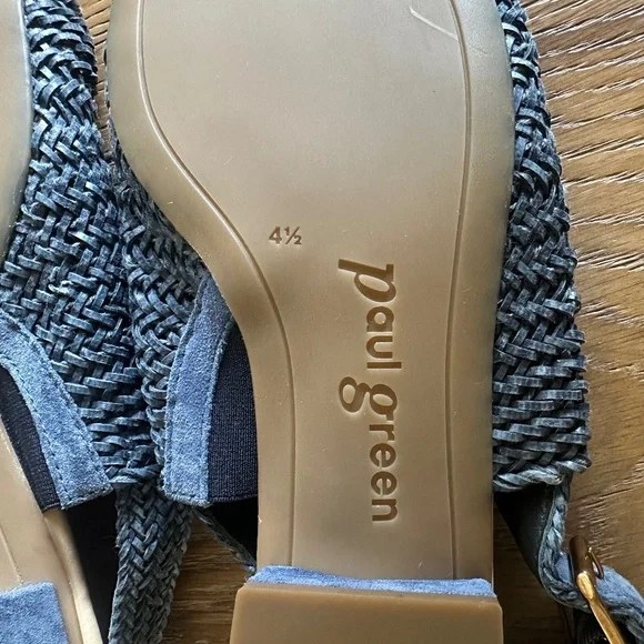 Paul Green Helena Woven Leather Slingback Sandal Indigo Block Heel 7 / 4.5 UK - Picture 13 of 15